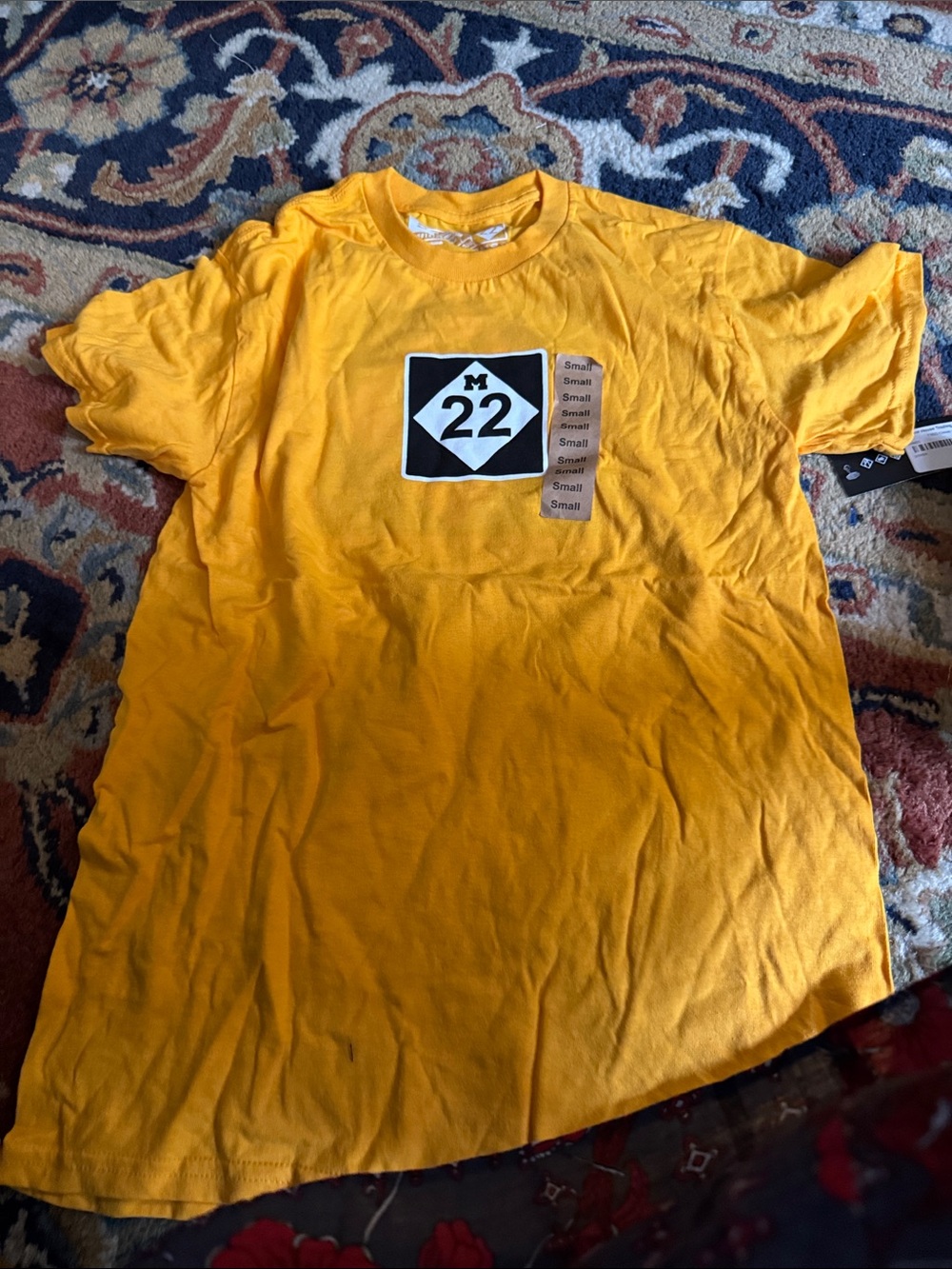 NWT Men's Yellow Graphic Tee with m22 Emblem